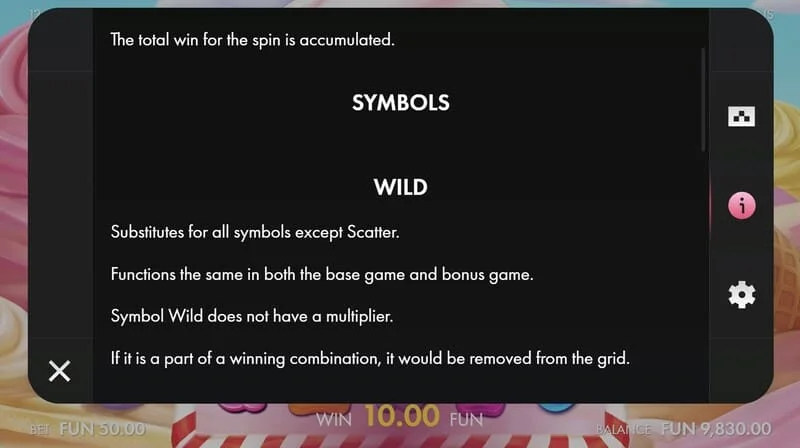 Sugar Wins - símbolos dulces del slot